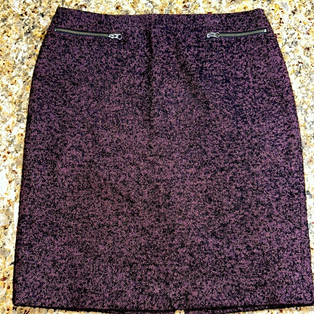 Nordstrom Collection eggplant aubergine and black wool blend midi pencil skirt